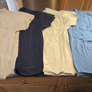 Set of Four Hanes Pocket T-Shirts in Neutral Tones
